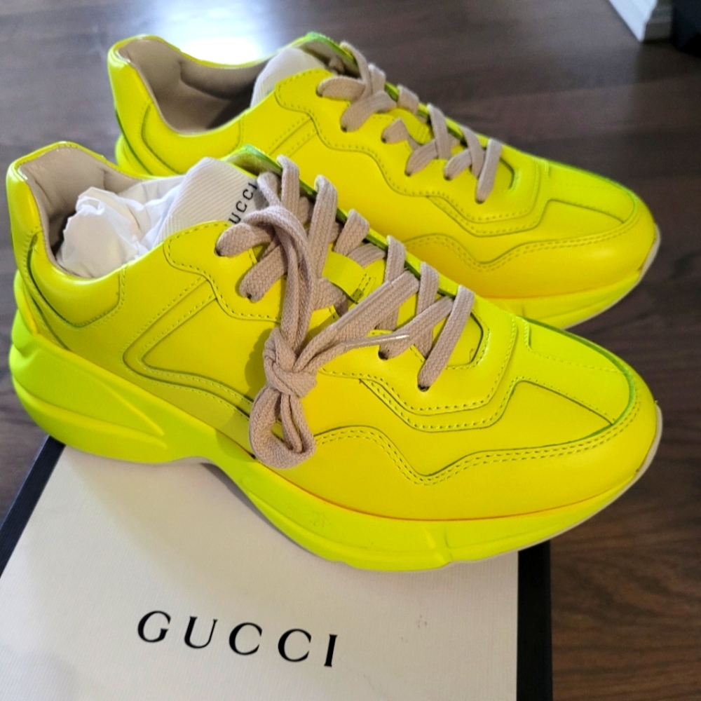 Gucci Rhyton Fluo Neon Yellow Sneakers Women's EU35 US35/35.5